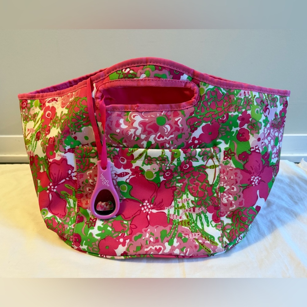 Lilly Pulitzer Cooler Bag Soft Side Tote Beach Rose Ice Bucket w Opener Pink